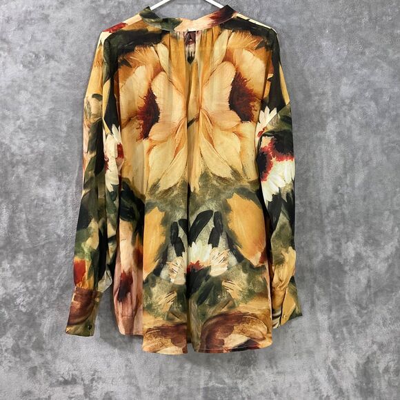 Suzanne Betro 3X simi Sheer Floral Romantic Blouse Fall spring keyhole pop over - Picture 3 of 11